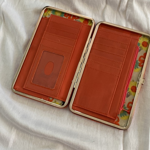 Orange wallet, clip wallet, billfold, orange clutch, Kristine brand wallet, cute - Picture 2 of 6
